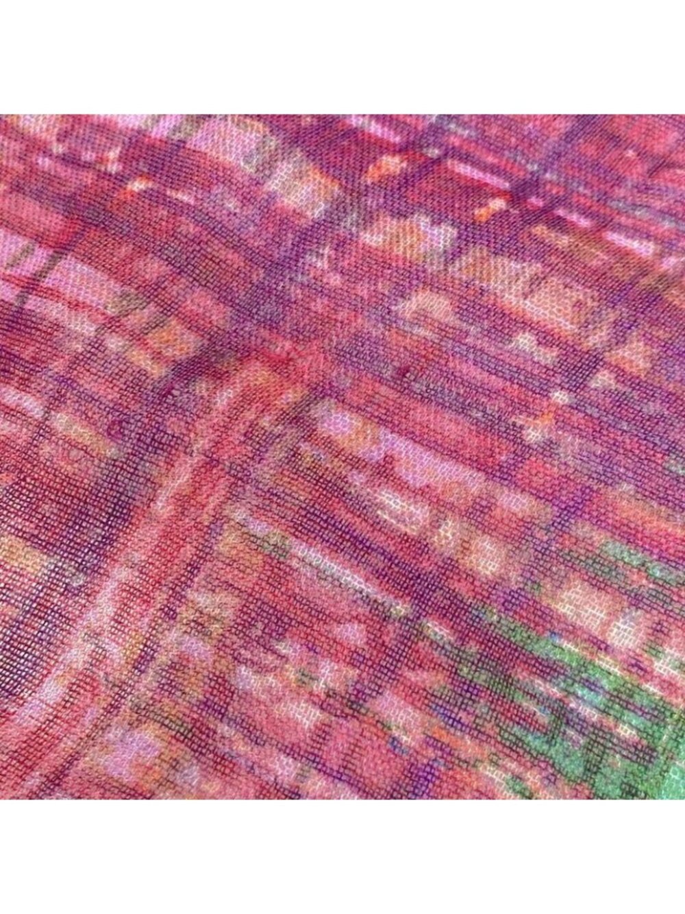 Chanel Shawl Purple Green Multi Cashmere Silk Scarf - Picture 5 of 6
